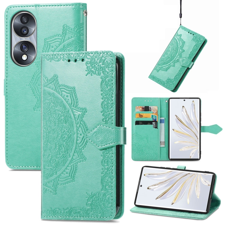 For Honor 70 Mandala Flower Embossed Horizontal Flip Leather Phone Case