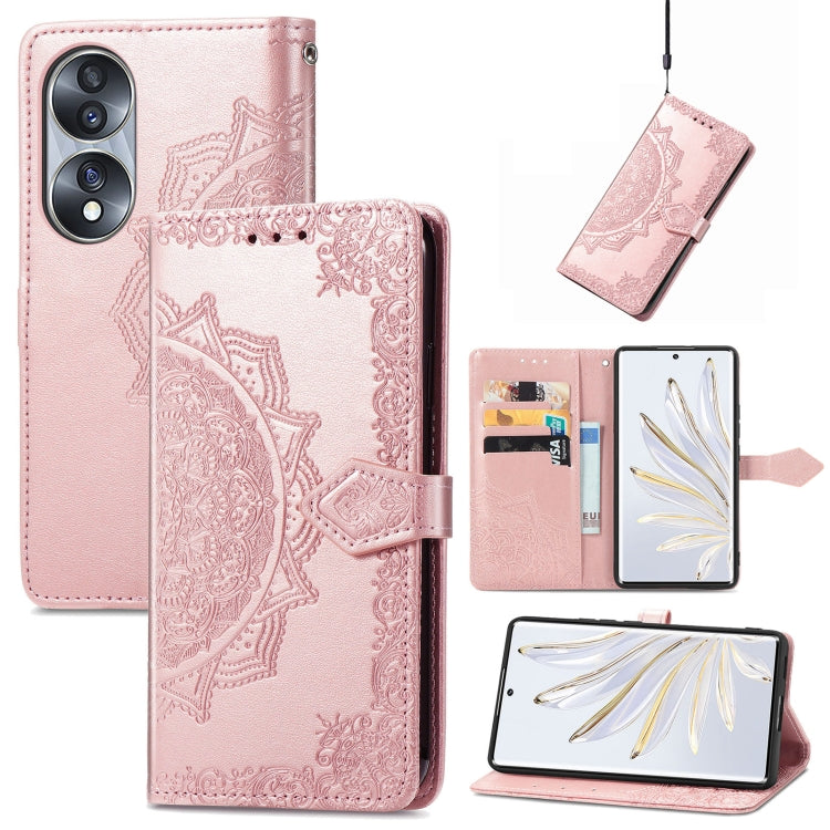 For Honor 70 Mandala Flower Embossed Horizontal Flip Leather Phone Case