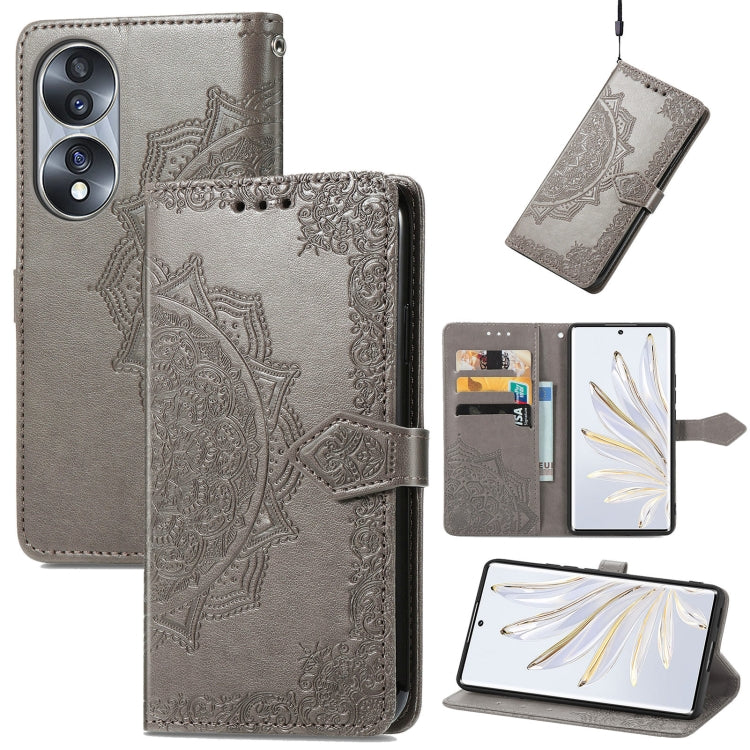 For Honor 70 Mandala Flower Embossed Horizontal Flip Leather Phone Case