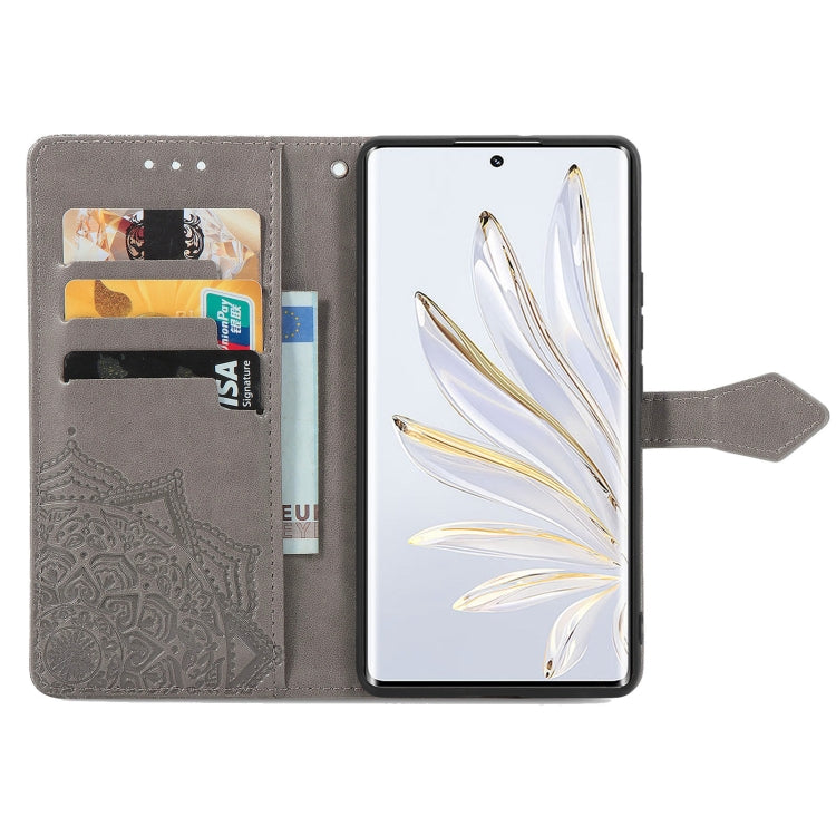 For Honor 70 Mandala Flower Embossed Horizontal Flip Leather Phone Case