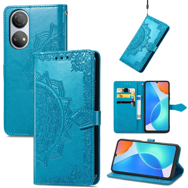 For Honor Play 30 Plus / X7 Mandala Flower Embossed Horizontal Flip Leather Phone Case