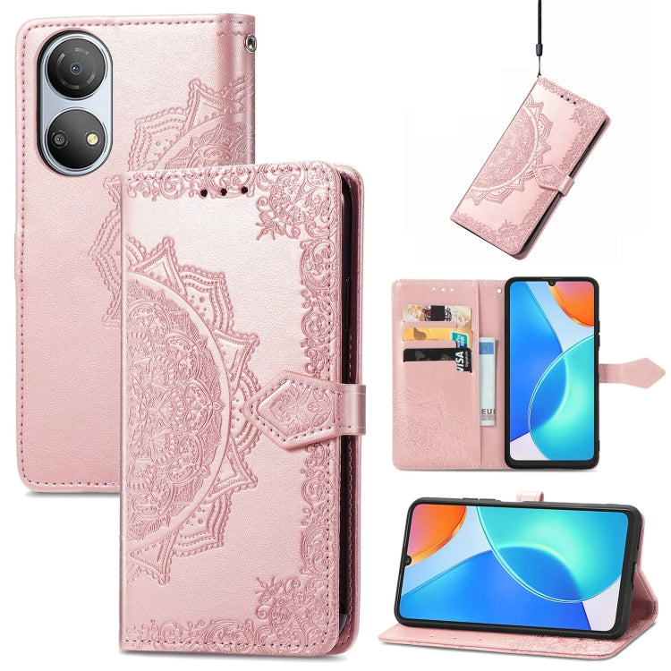 For Honor Play 30 Plus / X7 Mandala Flower Embossed Horizontal Flip Leather Phone Case