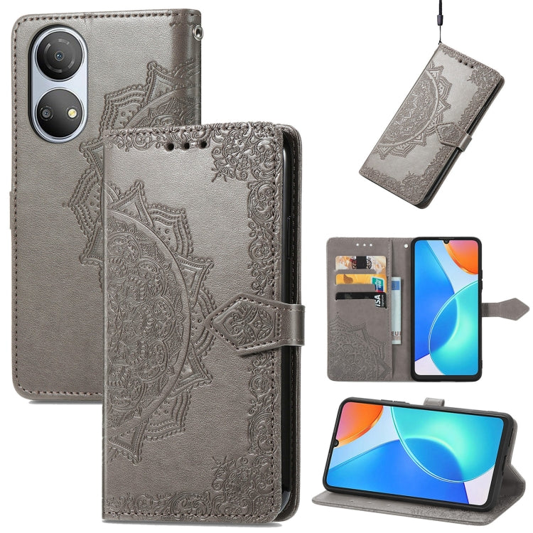 For Honor Play 30 Plus / X7 Mandala Flower Embossed Horizontal Flip Leather Phone Case