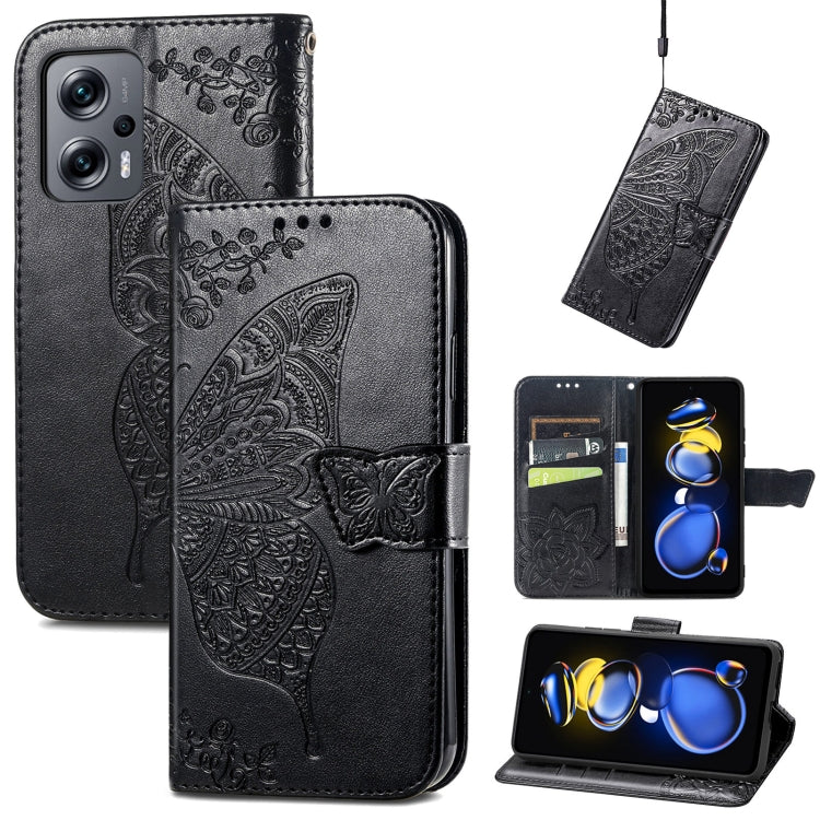 For Xiaomi Redmi Note 11T Butterfly Love Flower Embossed Horizontal Flip Leather Phone Case
