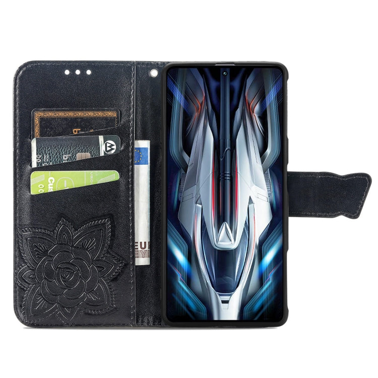 For Xiaomi Redmi K50 Gaming Butterfly Love Flower Embossed Horizontal Flip Leather Phone Case