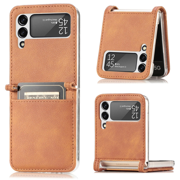 For Samsung Galaxy Z Flip 4 5G Folding Litchi Texture Card Wallet Phone Case