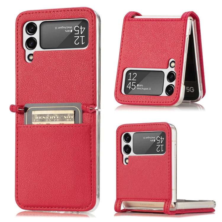 For Samsung Galaxy Z Flip 4 5G Folding Litchi Texture Card Wallet Phone Case