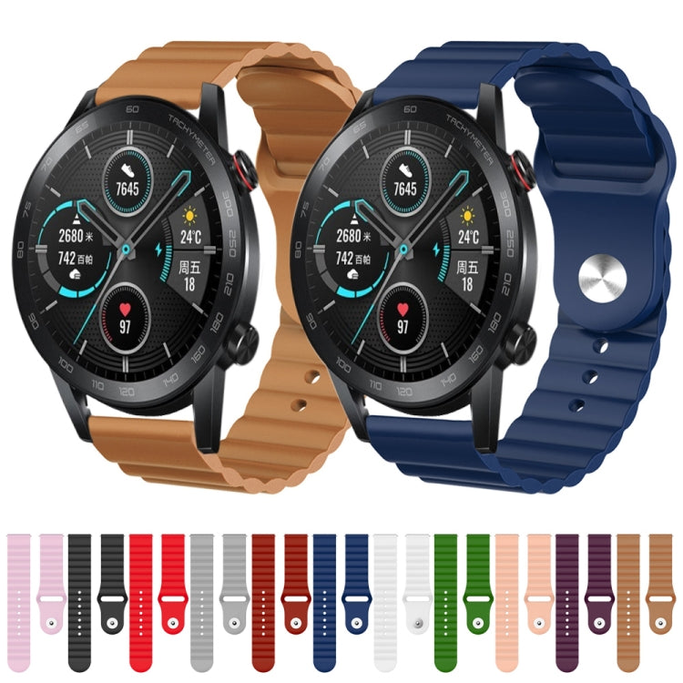 For Honor MagicWatch2 42mm 20mm Corrugated Silicone Watch Band