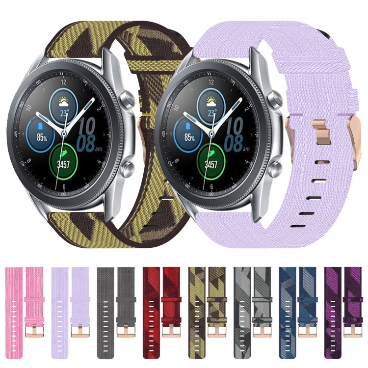 For Samsung Galaxy Watch3 45mm 22mm Nylon Woven Watch Band