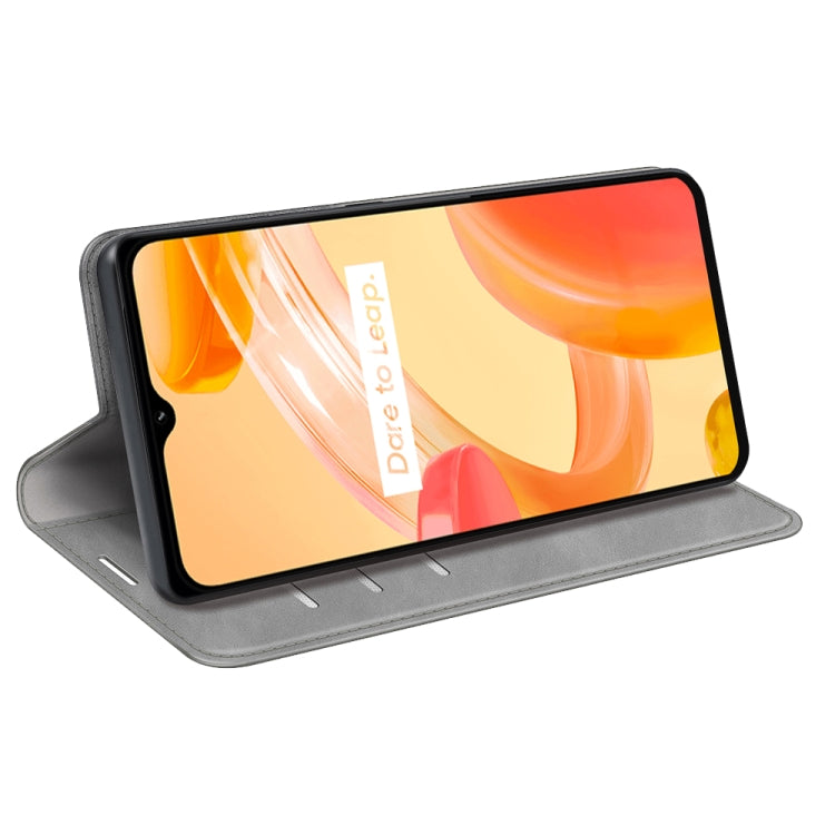For OPPO Realme C30 4G Retro-skin Magnetic Suction Leather Phone Case