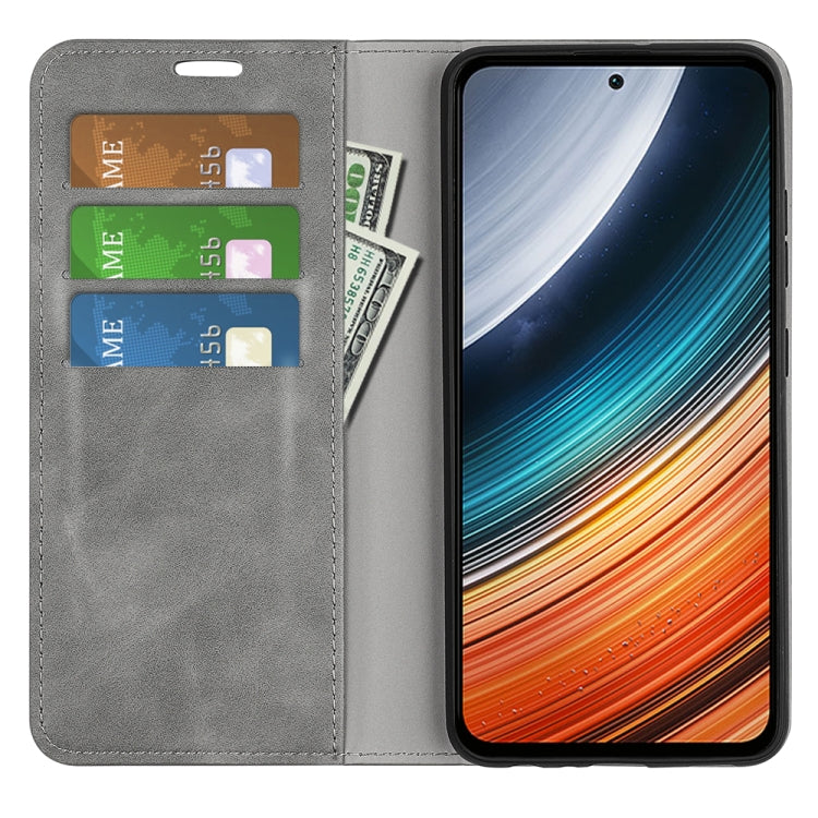 For Xiaomi Redmi K40S Retro-skin  Magnetic Suction Leather Phone Case