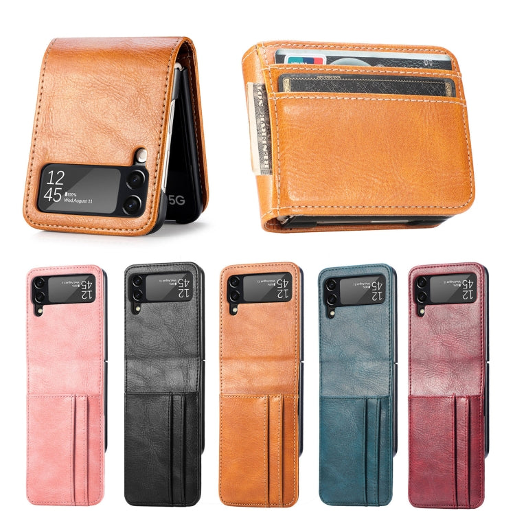 For Samsung Galaxy Z Flip4 5G Multi-card Photo Frame Folding Leather Phone Case