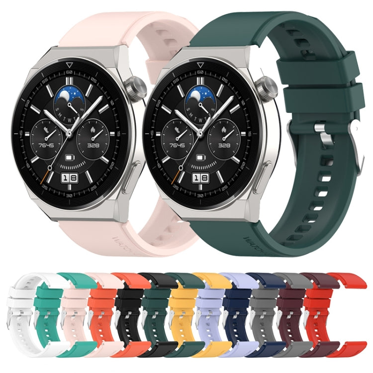 For Huawei Watch GT3 46mm 22mm Protruding Head Silicone Strap Silver Buckle
