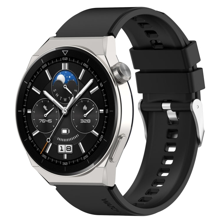 For Huawei Watch 3 / Watch3 Pro 22mm Protruding Head Silicone Strap Silver Buckle