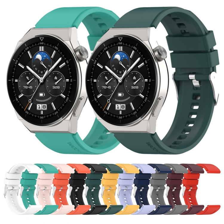 For Huawei Watch 3 / Watch3 Pro 22mm Protruding Head Silicone Strap Silver Buckle