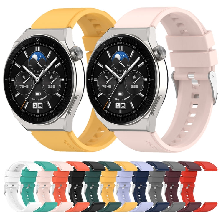 For Huawei Watch GT 42mm/46mm / GT2 46mm 22mm Protruding Head Silicone Strap Silver Buckle