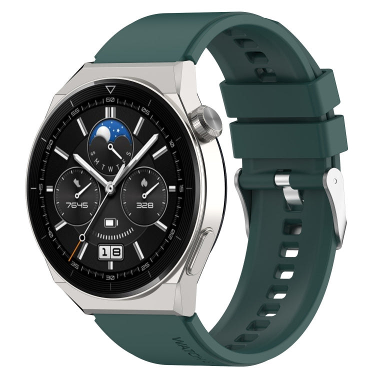 For Honor Magic Watch 2 46mm 22mm Protruding Head Silicone Strap Silver Buckle
