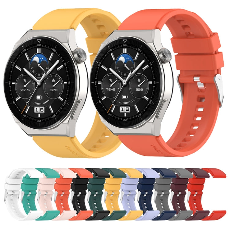 For Honor Magic Watch 2 46mm 22mm Protruding Head Silicone Strap Silver Buckle