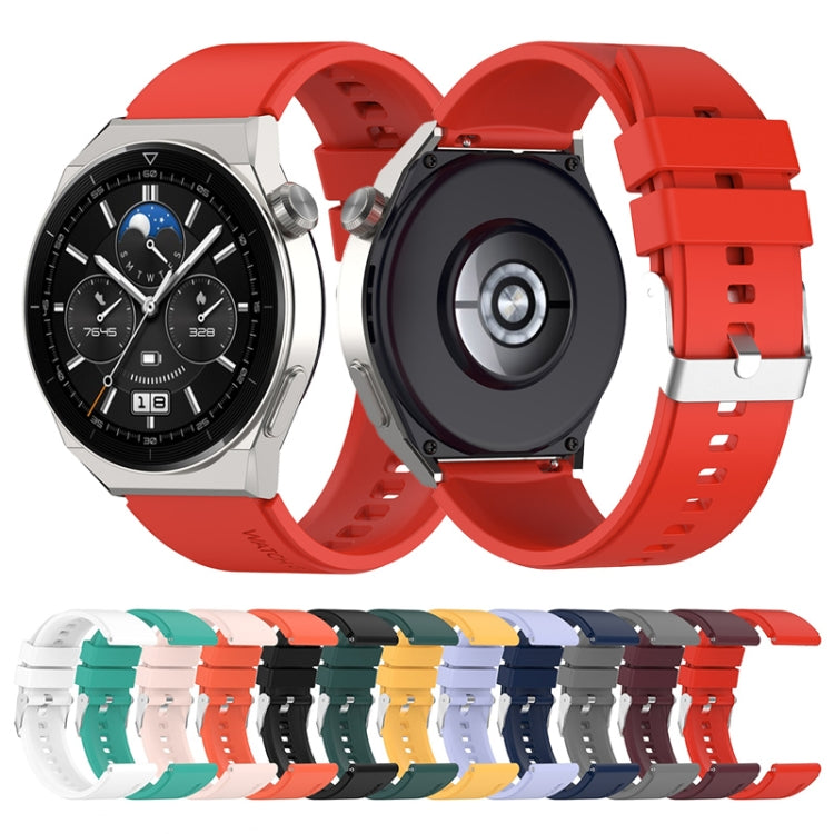 For Huawei Watch GT3 42mm 20mm Protruding Head Silicone Strap Silver Buckle