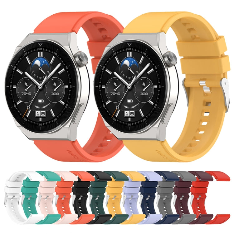 For Huawei Watch GT2 42mm / Watch 2 20mm Protruding Head Silicone Strap Silver Buckle