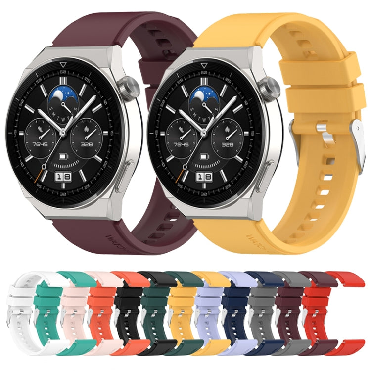 For Honor Magic Watch 2 42mm 20mm Protruding Head Silicone Strap Silver Buckle
