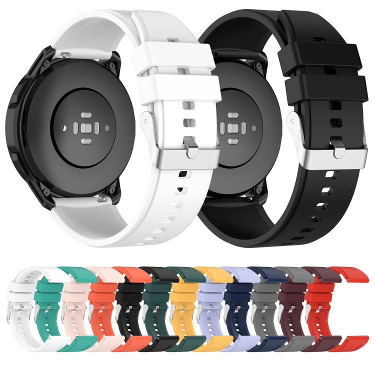 Protruding Head Silicone Strap Silver Buckle For Samsung Galaxy Watch Active 40mm 20mm