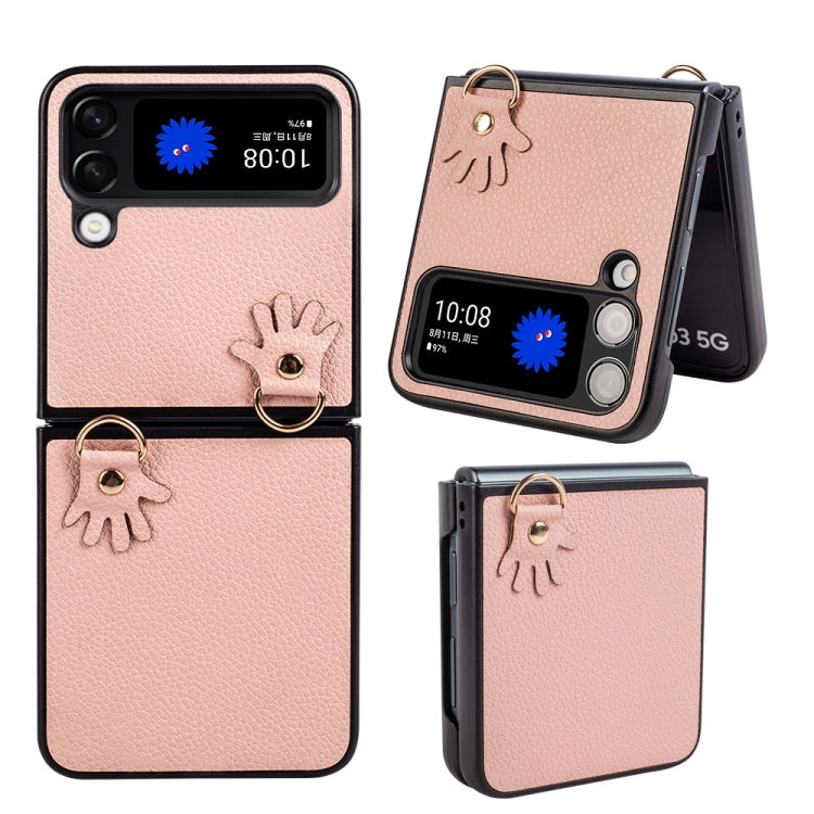 For Samsung Galaxy Z Flip4 Folding Retro Litchi Texture Phone Case