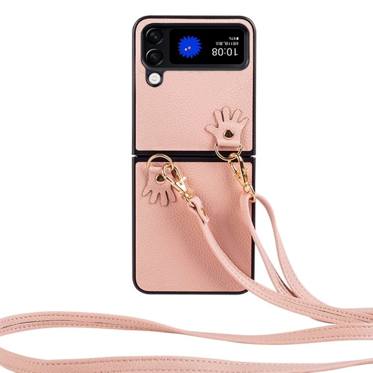 For Samsung Galaxy Z Flip4 Folding Retro Litchi Texture Phone Case
