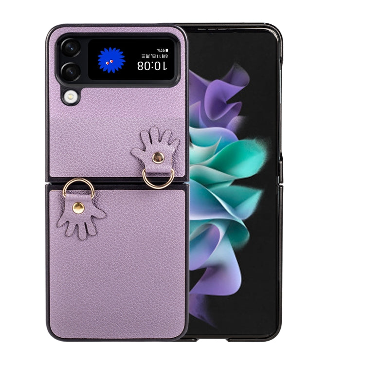 For Samsung Galaxy Z Flip4 Folding Retro Litchi Texture Phone Case