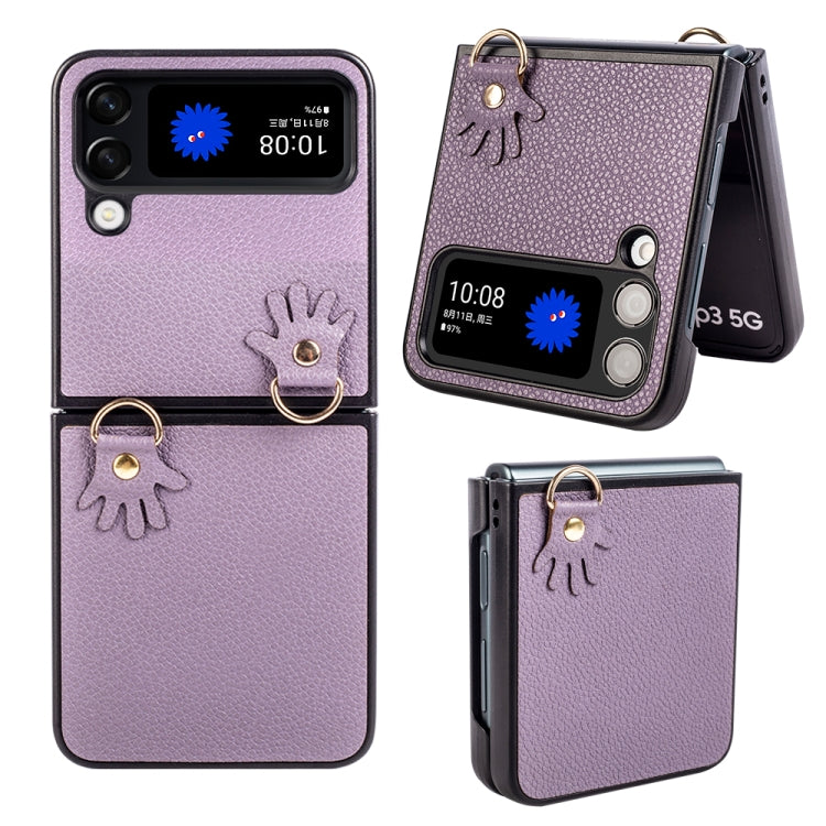 For Samsung Galaxy Z Flip4 Folding Retro Litchi Texture Phone Case