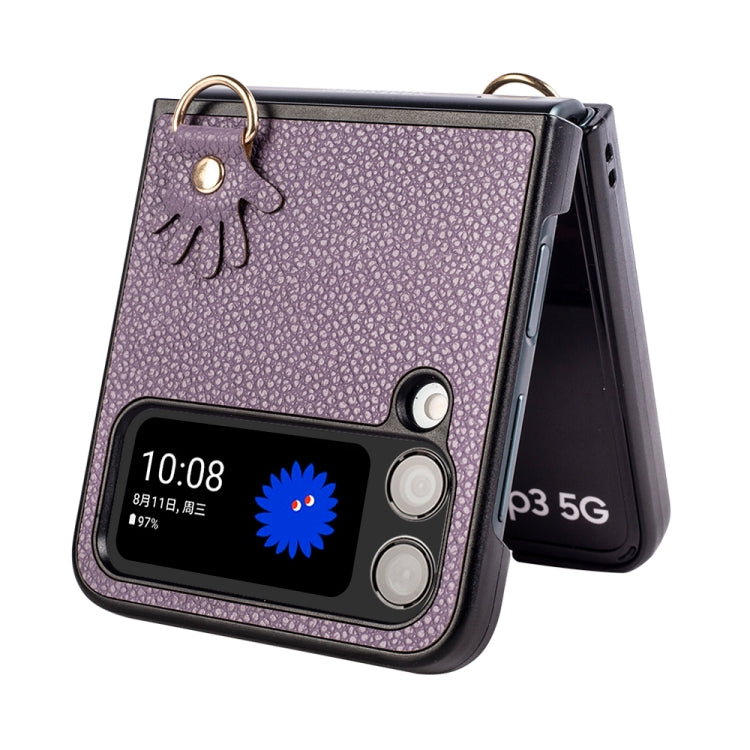 For Samsung Galaxy Z Flip4 Folding Retro Litchi Texture Phone Case
