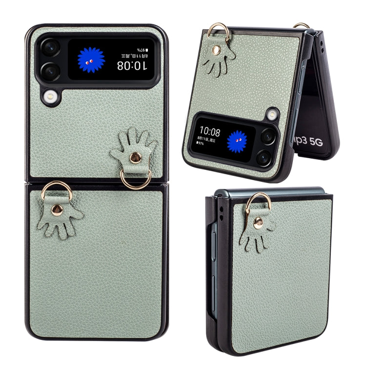 For Samsung Galaxy Z Flip4 Folding Retro Litchi Texture Phone Case