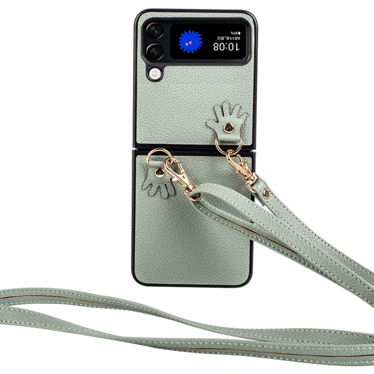 For Samsung Galaxy Z Flip4 Folding Retro Litchi Texture Phone Case