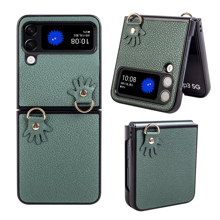 For Samsung Galaxy Z Flip4 Folding Retro Litchi Texture Phone Case