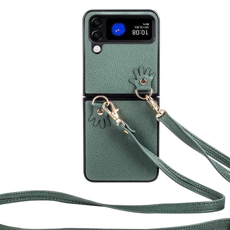 For Samsung Galaxy Z Flip4 Folding Retro Litchi Texture Phone Case