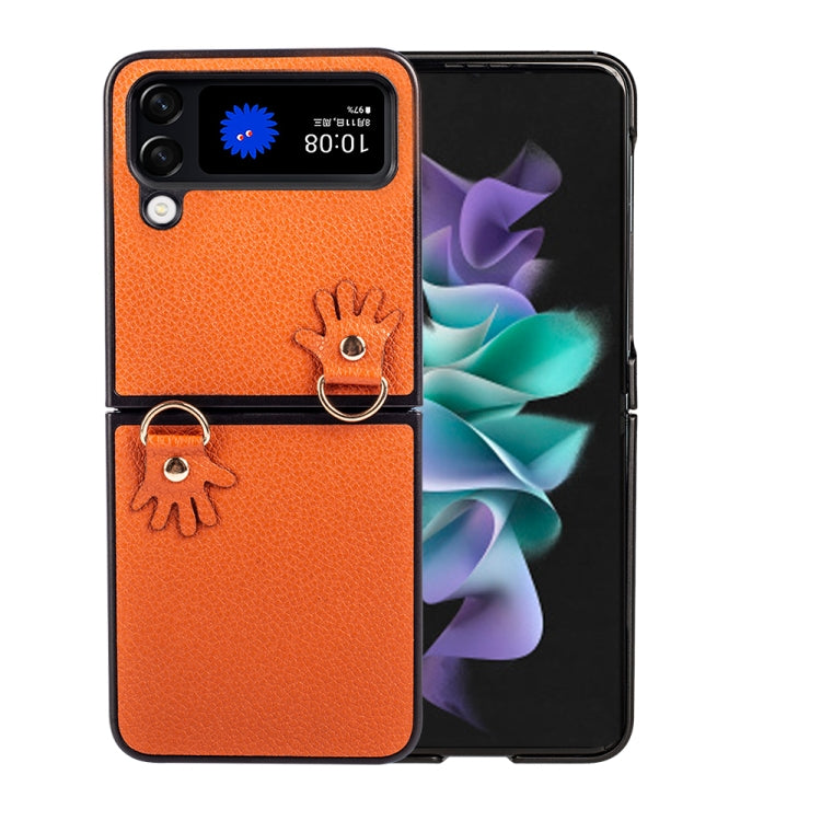 For Samsung Galaxy Z Flip4 Folding Retro Litchi Texture Phone Case