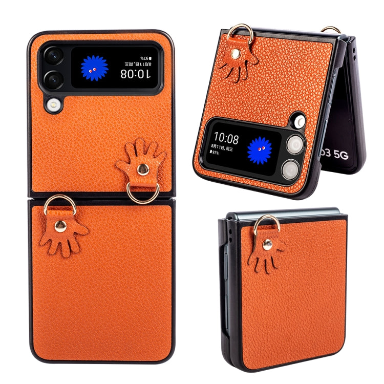 For Samsung Galaxy Z Flip4 Folding Retro Litchi Texture Phone Case