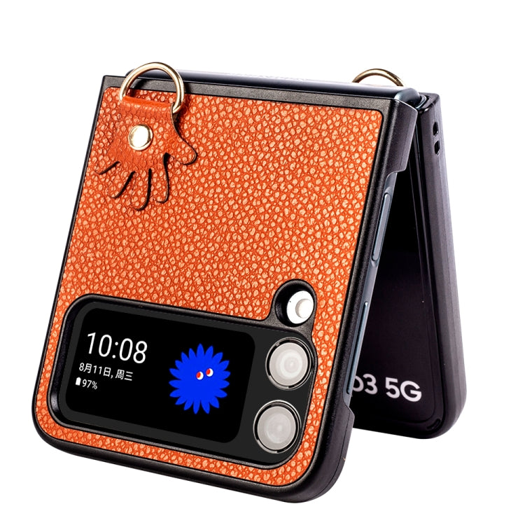 For Samsung Galaxy Z Flip4 Folding Retro Litchi Texture Phone Case