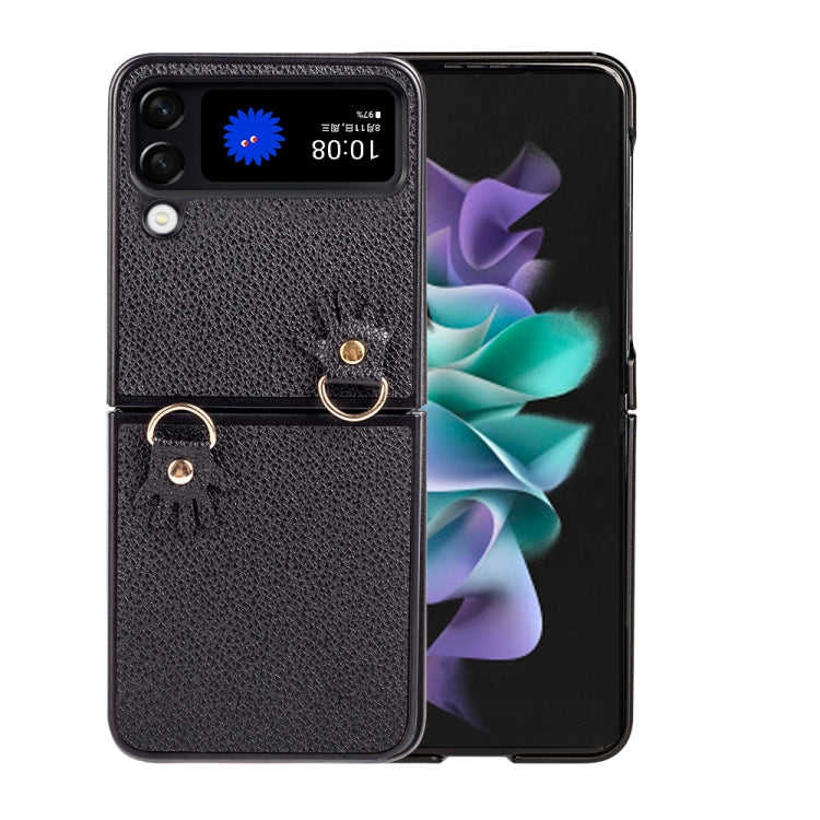 For Samsung Galaxy Z Flip4 Folding Retro Litchi Texture Phone Case