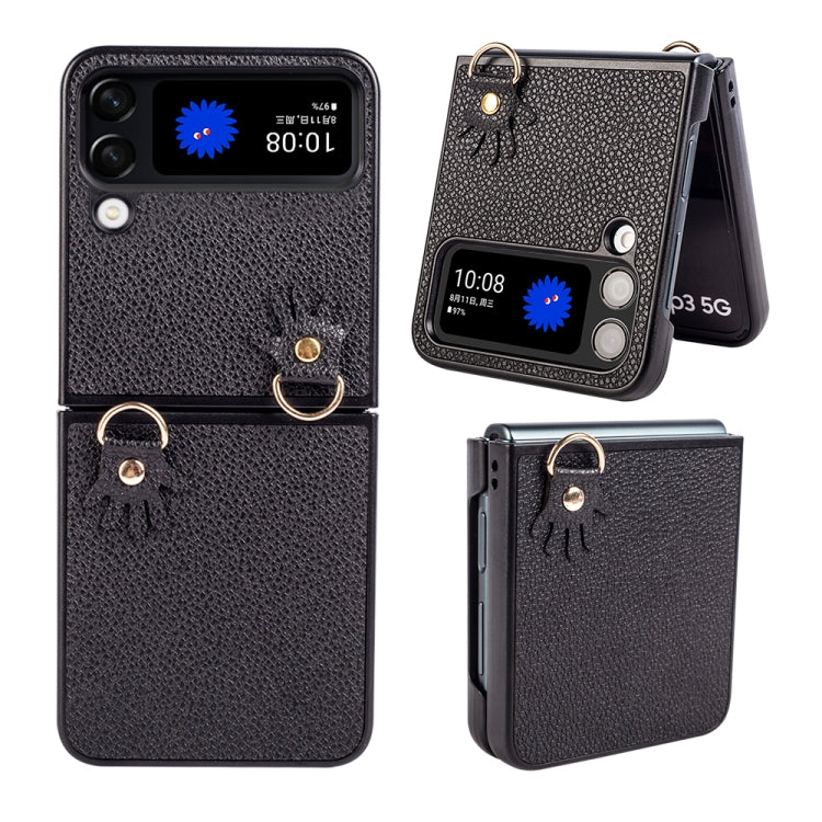 For Samsung Galaxy Z Flip4 Folding Retro Litchi Texture Phone Case