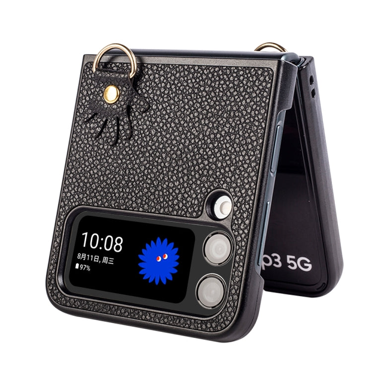 For Samsung Galaxy Z Flip4 Folding Retro Litchi Texture Phone Case
