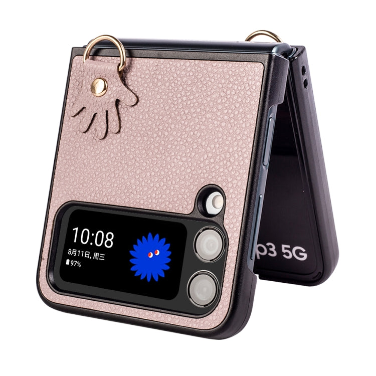 For Samsung Galaxy Z Flip4 Folding Retro Litchi Texture Phone Case