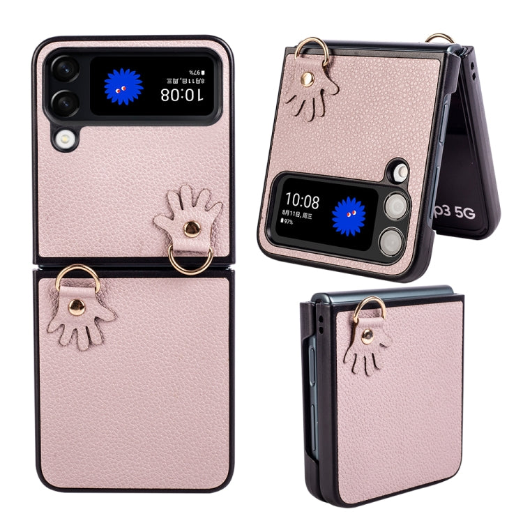 For Samsung Galaxy Z Flip4 Folding Retro Litchi Texture Phone Case