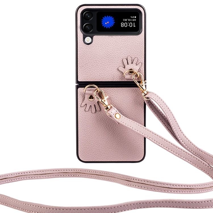 For Samsung Galaxy Z Flip4 Folding Retro Litchi Texture Phone Case