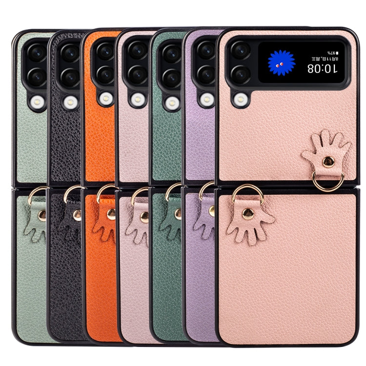 For Samsung Galaxy Z Flip4 Folding Retro Litchi Texture Phone Case