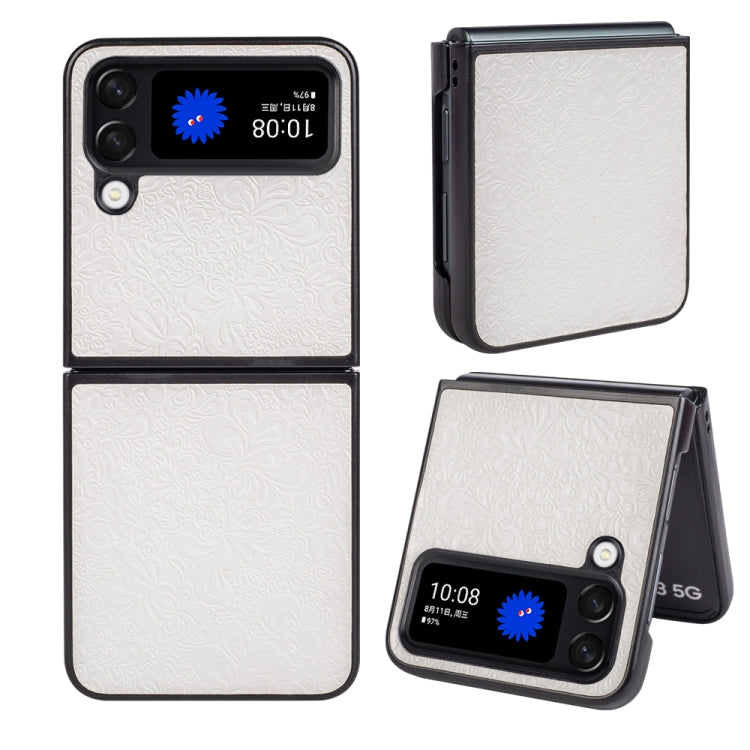 For Samsung Galaxy Z Flip4 Flower Butterfly Embossing Phone Case