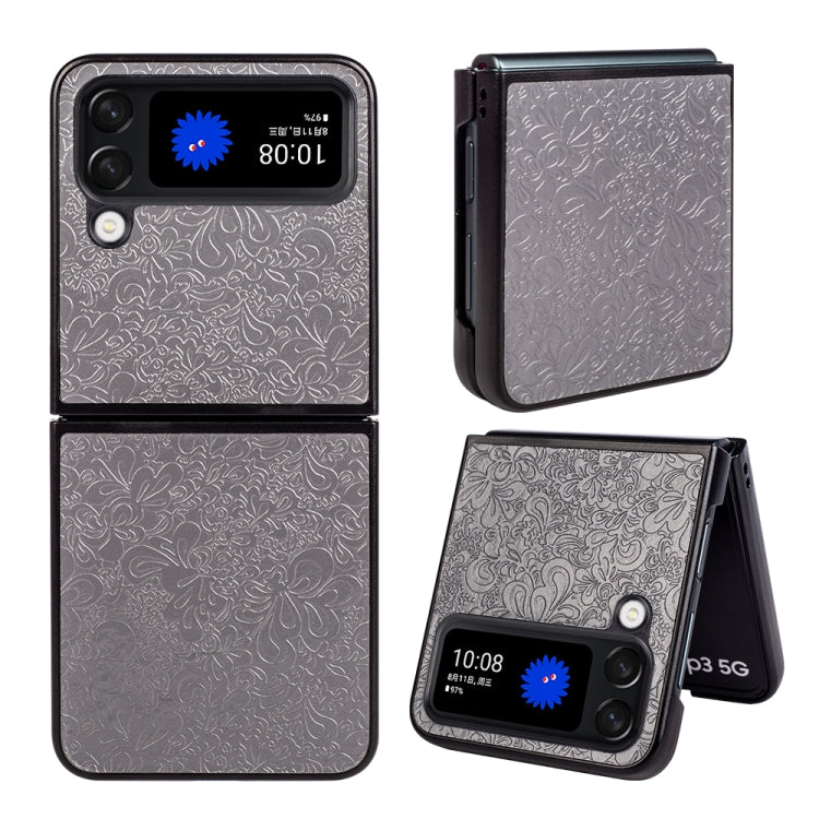 For Samsung Galaxy Z Flip4 Flower Butterfly Embossing Phone Case