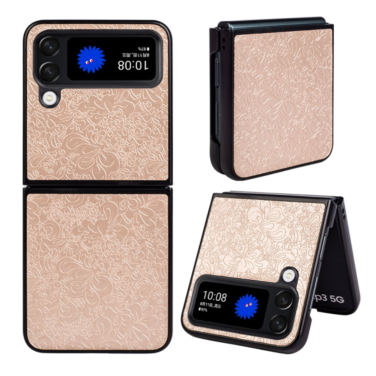 For Samsung Galaxy Z Flip4 Flower Butterfly Embossing Phone Case