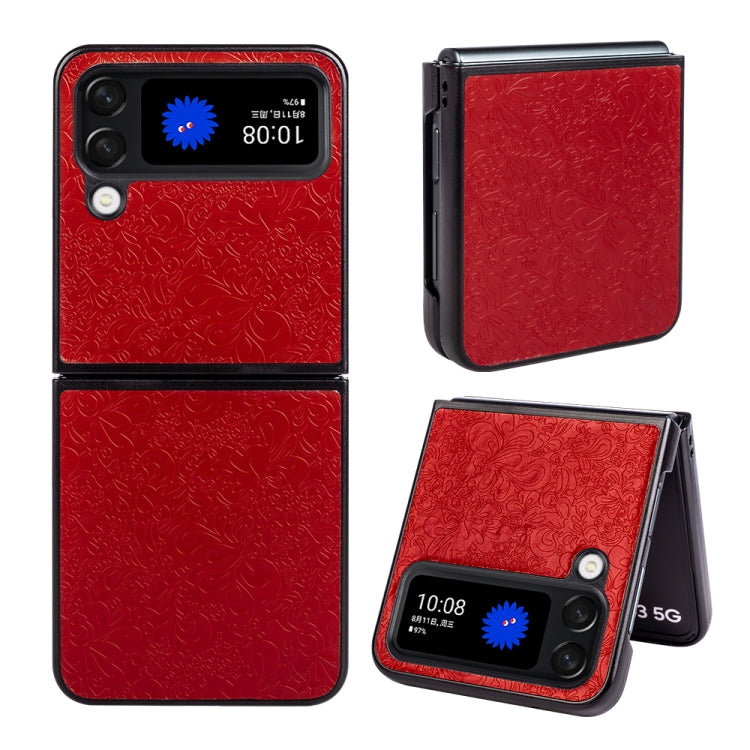 For Samsung Galaxy Z Flip4 Flower Butterfly Embossing Phone Case