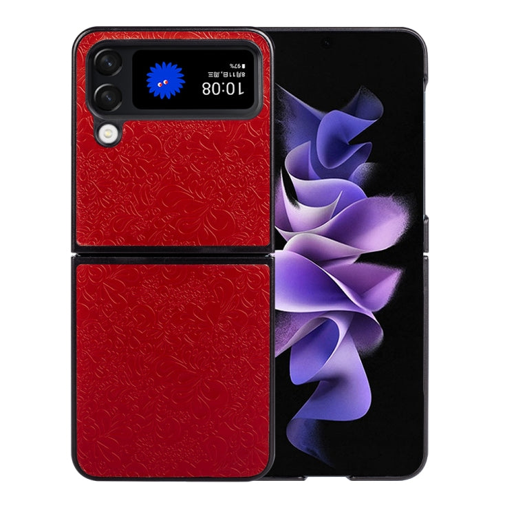 For Samsung Galaxy Z Flip4 Flower Butterfly Embossing Phone Case